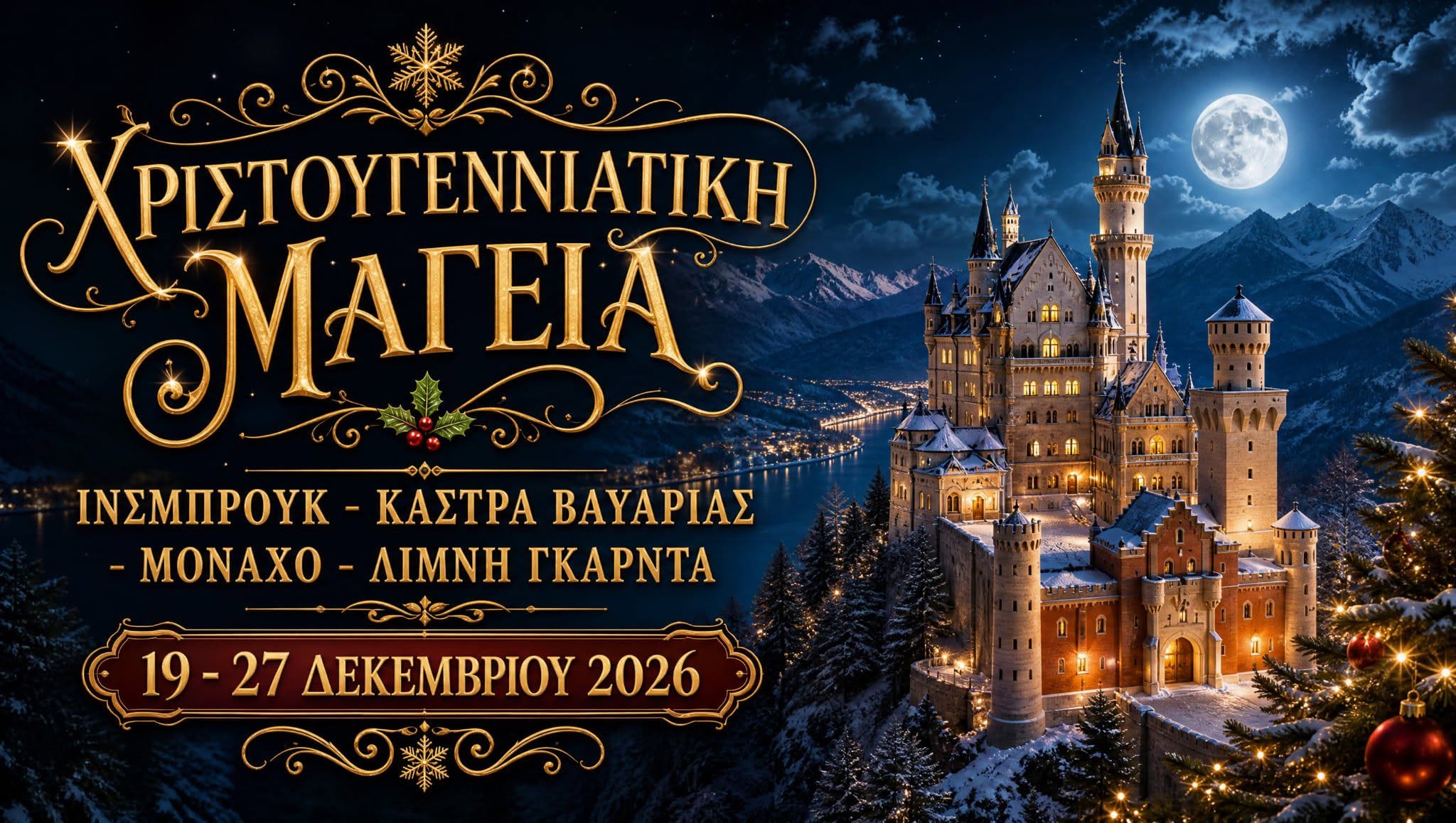 Lavranos Tours: 9ήμερη εκδρομή Κάστρα Βαυαρίας- Μόναχο, 19/12/2026
